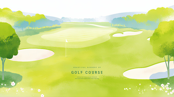 PSD 나무 일러스트 골프장 하늘 잔디 사람없음 초록색 골프깃발 국내일러스트 식물 컬러 골프 스포츠시설 깃발 파일형식
