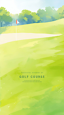 PSD 나무 일러스트 골프장 하늘 잔디 사람없음 초록색 골프깃발 국내일러스트 식물 컬러 골프 스포츠시설 깃발 파일형식