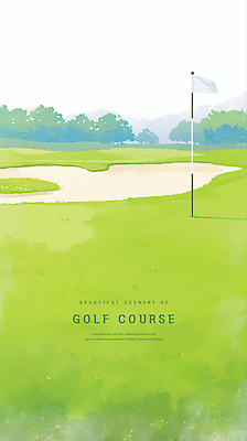 PSD 나무 일러스트 골프장 하늘 잔디 사람없음 초록색 골프깃발 국내일러스트 식물 컬러 골프 스포츠시설 깃발 파일형식
