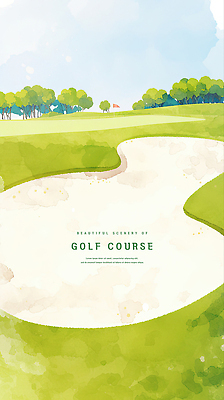 PSD 나무 일러스트 골프장 하늘 잔디 사람없음 초록색 골프깃발 국내일러스트 식물 컬러 골프 스포츠시설 깃발 파일형식