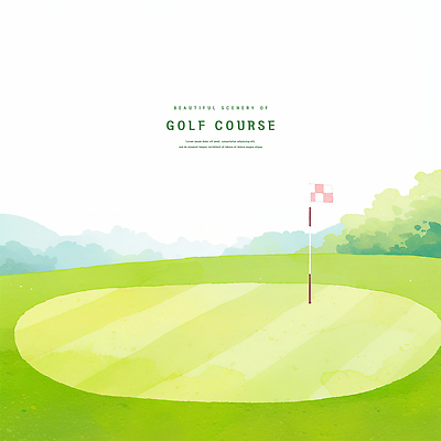 PSD 일러스트 골프장 하늘 잔디 사람없음 초록색 풀 골프깃발 국내일러스트 식물 컬러 골프 스포츠시설 깃발 파일형식
