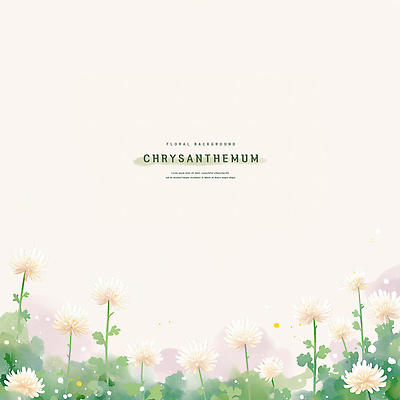 PSD 백그라운드 일러스트 수채화 국화 사람없음 풀잎 연분홍색 카피스페이스 국내일러스트 꽃 분홍색 잎 공백 풀_식물 파일형식