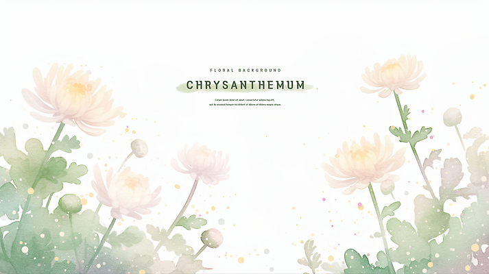 PSD 백그라운드 일러스트 수채화 국화 사람없음 풀잎 꽃봉오리 국내일러스트 꽃 잎 풀_식물 파일형식