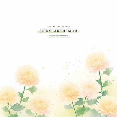 PSD 백그라운드 잎 일러스트 수채화 국화 사람없음 카피스페이스 연노랑색 국내일러스트 식물 꽃 노란색 공백 파일형식