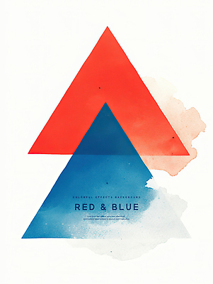 PSD 일러스트 붓터치 수채화 사람없음 빨간색 파란색 삼각형 번짐 겹침 국내일러스트 도형 컬러 파일형식 효과