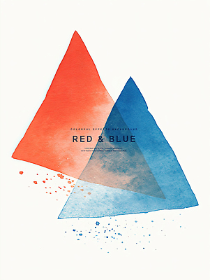 PSD 일러스트 붓터치 수채화 사람없음 빨간색 파란색 삼각형 번짐 겹침 국내일러스트 도형 컬러 파일형식 효과