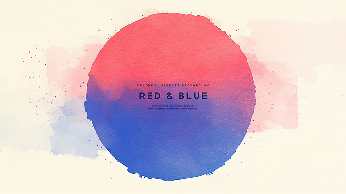 PSD 일러스트 붓터치 수채화 사람없음 빨간색 파란색 원형 태극 번짐 국내일러스트 도형 문양 컬러 파일형식 효과