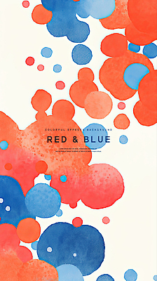 PSD 일러스트 붓터치 수채화 사람없음 빨간색 파란색 번짐 겹침 국내일러스트 컬러 파일형식 효과