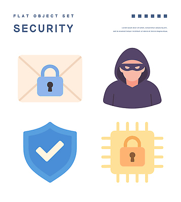 일러스트 편지봉투 자물쇠 가면 한명 사람 상반신 플랫 범죄인 오브젝트 체크표시 보안 반도체칩 방패모양 엘리먼트 국내일러스트 AI파일 모양 1 봉투 안전 범죄 메모리칩 편지 확인 방패 파일형식 벡터