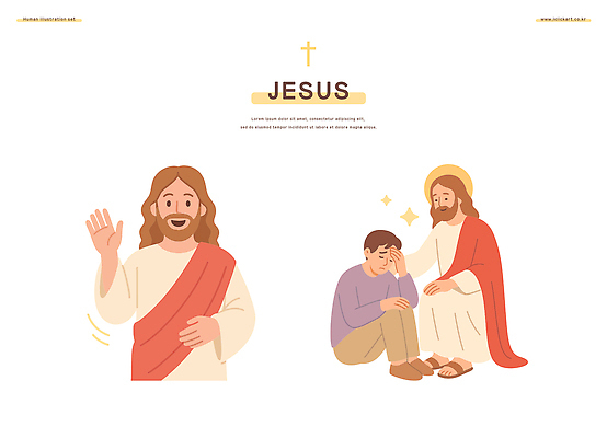 전신 남자 기독교 십자가 일러스트 미소 상반신 성인 세명 반짝임 손들기 천주교 예수 손인사 웅크림 후광 위로 성인남자만 일러캐릭터 머리짚기 AI파일 캐릭터 종교 모션 표정 사람 빛 인사 신_종교 남자만 성인만 파일형식 벡터