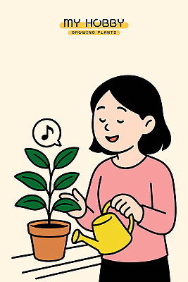 식물 여자 화분 말풍선 음표 일러스트 한명 미소 들기 상반신 성인 눈감음 물뿌리개 즐거움 물주기 원예 베이지색 성인여자한명만 국내일러스트 AI파일 1 기호 감정 음악 컬러 모션 표정 사람 취미 여자한명만 성인여자만 파일형식 벡터