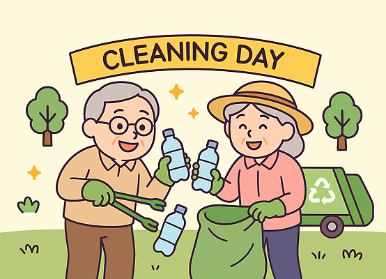 전신 나무 모자 여자 노년 남자 일러스트 집게 미소 들기 잔디 두명 연두색 반짝임 잡기 담기 페트병 쓰레기봉투 쓰레기줍기 쓰레기차 노인만 안경낌 재활용표시 국내일러스트 AI파일 식물 잡화 안경 모션 자동차 표시 봉투 표정 사람 성인 초록색 재활용 병_담는 성인만 파일형식 벡터 줍기