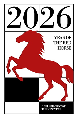 한마리 디자인 포스터 일러스트 새해 사람없음 빨간색 강렬 세련 2026년 국내일러스트 붉은말 AI파일 1 컬러 말_동물 연도 파일형식 벡터