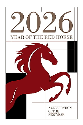 한마리 디자인 포스터 일러스트 새해 사람없음 빨간색 강렬 세련 2026년 국내일러스트 붉은말 AI파일 1 컬러 말_동물 연도 파일형식 벡터