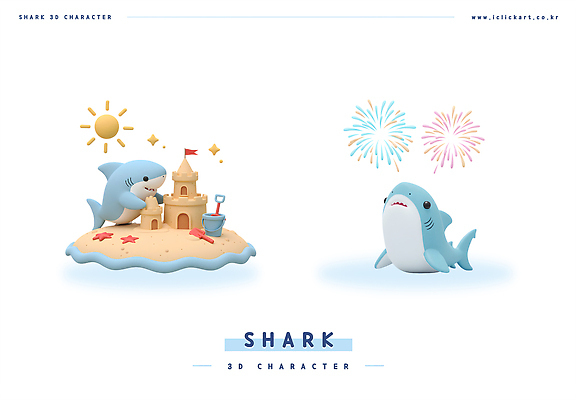 PSD 편집이미지 동물캐릭터 하늘색 불가사리 3D캐릭터 불꽃놀이 사람없음 반짝임 태양 3D 귀여움 올려보기 깃발 삽 양동이 만들기 상어 모래성 편집3D 자연요소 동물 캐릭터 모래 컨셉 모션 놀이 극피동물 어류 파란색 디지털합성 파일형식