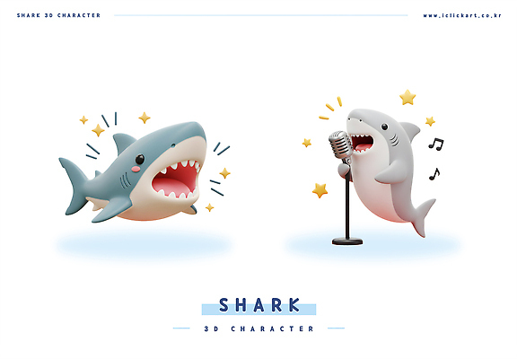PSD 편집이미지 동물캐릭터 하늘색 음표 노래 3D캐릭터 입벌림 사람없음 반짝임 3D 귀여움 잡기 상어 편집3D 동물 캐릭터 기호 음악 컨셉 모션 표정 어류 파란색 디지털합성 파일형식