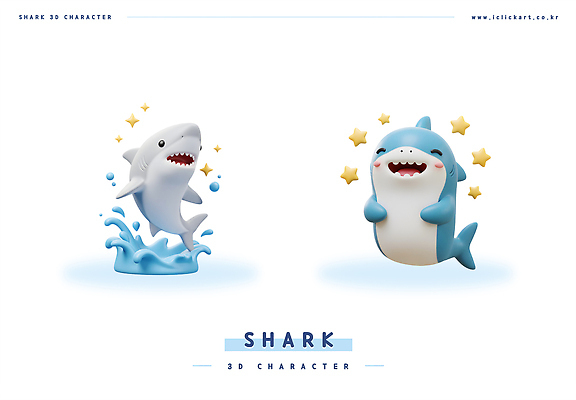 PSD 편집이미지 별 동물캐릭터 하늘색 3D캐릭터 웃음 사람없음 반짝임 3D 귀여움 물방울 수줍음 상어 스플래쉬 편집3D 자연요소 동물 캐릭터 감정 컨셉 모션 표정 어류 파란색 디지털합성 파일형식