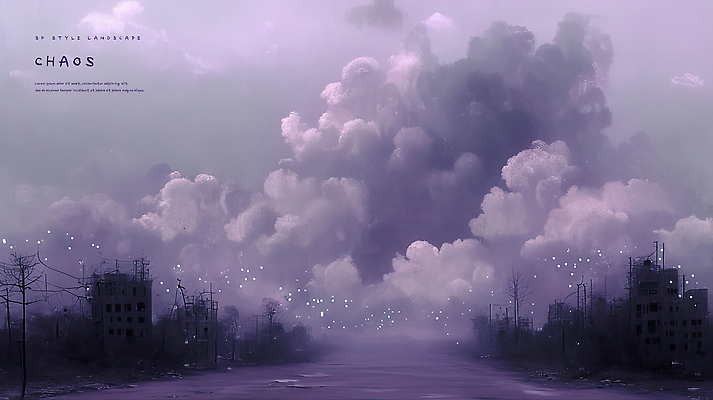 PSD 구름 일러스트 하늘 사람없음 건물 강 보라색 어둠 안개 도시 파편 폐허 전봇대 붕괴 무너짐 SF 공허 국내일러스트 자연요소 건축물 공공시설 컬러 컨셉 모션 날씨 파일형식