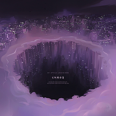 PSD 일러스트 사람없음 건물 빛 보라색 어둠 폐허 지반침하 무너짐 SF 공허 사이버펑크 국내일러스트 건축물 컬러 컨셉 모션 자연재해 파일형식