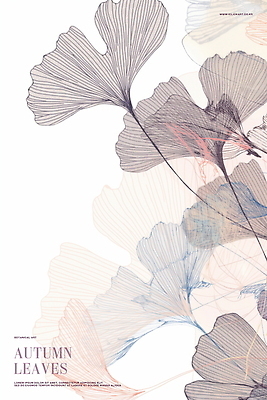 PSD 백그라운드 낙엽 일러스트 추상 사람없음 가을 라인아트 은행잎 아이보리 국내일러스트 계절 선 컬러 잎 무늬 파일형식