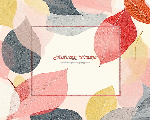 PSD 낙엽 일러스트 프레임 사람없음 가을 겹침 파스텔톤 국내일러스트 계절 컬러 잎 파일형식
