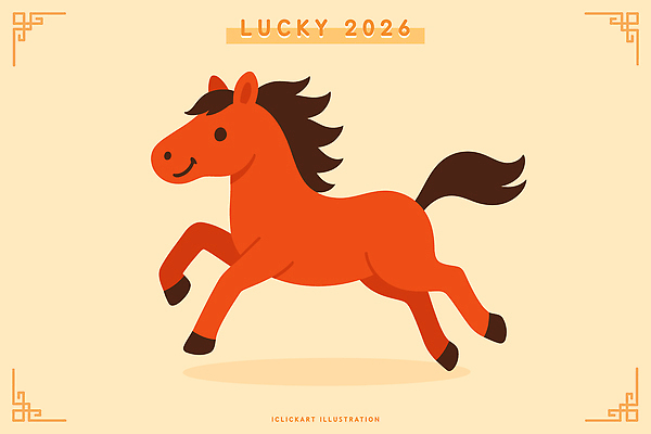 일러스트 미소 사람없음 반짝임 달리기 전통문양 귀여움 말띠 베이지색 일러캐릭터 병오년 붉은말 붉은말캐릭터 AI파일 캐릭터 전통 문양 컬러 컨셉 모션 표정 십이지신 말_동물 말캐릭터 파일형식 벡터 2026년