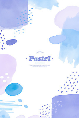 PSD 백그라운드 일러스트 붓터치 수채화 사람없음 파란색 번짐 연보라색 파스텔 국내일러스트 컬러 학용품 보라색 파일형식 효과