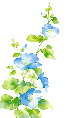 JPG 백그라운드 잎 일러스트 수채화 사람없음 초록색 파란색 물망초 국내일러스트 AI일러스트 AI콘텐츠 식물 꽃 컬러 파일형식