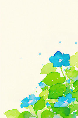 JPG 백그라운드 잎 일러스트 수채화 사람없음 초록색 파란색 물망초 국내일러스트 AI일러스트 AI콘텐츠 식물 꽃 컬러 파일형식