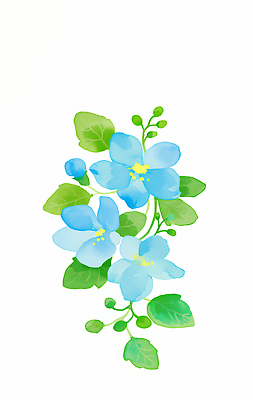 JPG 백그라운드 잎 일러스트 수채화 사람없음 초록색 파란색 물망초 국내일러스트 AI일러스트 AI콘텐츠 식물 꽃 컬러 파일형식