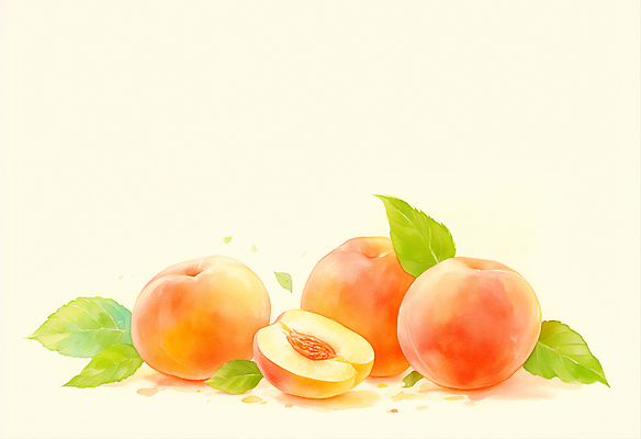 JPG 분홍색 잎 일러스트 단면 사람없음 달콤 복숭아 국내일러스트 AI일러스트 AI콘텐츠 식물 컬러 과일 맛 파일형식