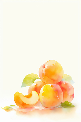 JPG 분홍색 잎 일러스트 사람없음 달콤 슬라이스 복숭아 국내일러스트 AI일러스트 AI콘텐츠 식물 컬러 과일 맛 파일형식