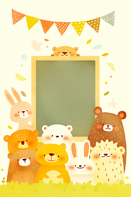 JPG 일러스트 곰 수채화 미소 잔디 사람없음 칠판 유치원 토끼 가랜드 카피스페이스 국내일러스트 AI일러스트 AI콘텐츠 식물 동물 교육 포유류 표정 반려동물 공백 파티용품 파일형식