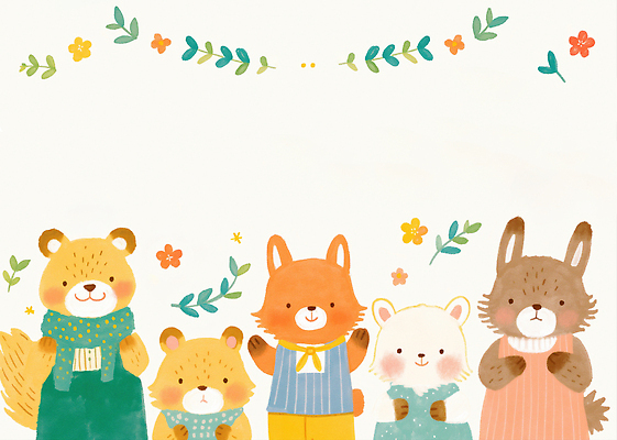 JPG 꽃 잎 일러스트 곰 수채화 미소 사람없음 스카프 목도리 앞치마 유치원 토끼 여우 카피스페이스 국내일러스트 AI일러스트 AI콘텐츠 식물 동물 잡화 교육 포유류 표정 반려동물 공백 파일형식