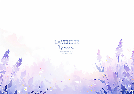 PSD 잎 일러스트 수채화 사람없음 보라색 라벤더 카피스페이스 국내일러스트 식물 꽃 컬러 공백 허브 파일형식