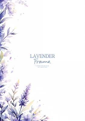 PSD 잎 일러스트 수채화 사람없음 보라색 라벤더 꽃프레임 카피스페이스 국내일러스트 식물 꽃 컬러 프레임 공백 허브 파일형식