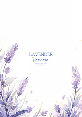PSD 잎 일러스트 수채화 사람없음 보라색 라벤더 꽃프레임 카피스페이스 국내일러스트 식물 꽃 컬러 프레임 공백 허브 파일형식