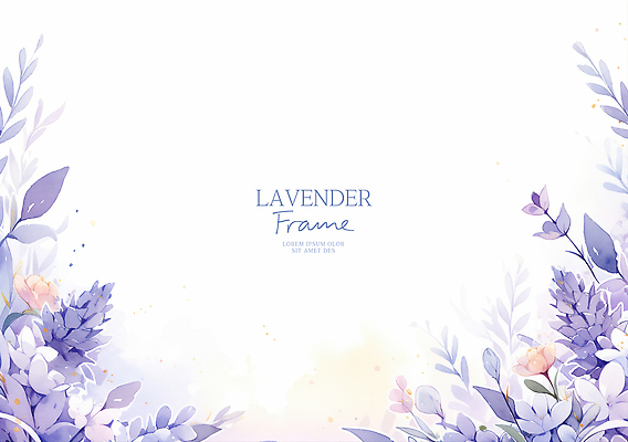 PSD 잎 일러스트 수채화 사람없음 보라색 라벤더 꽃프레임 카피스페이스 국내일러스트 식물 꽃 컬러 프레임 공백 허브 파일형식