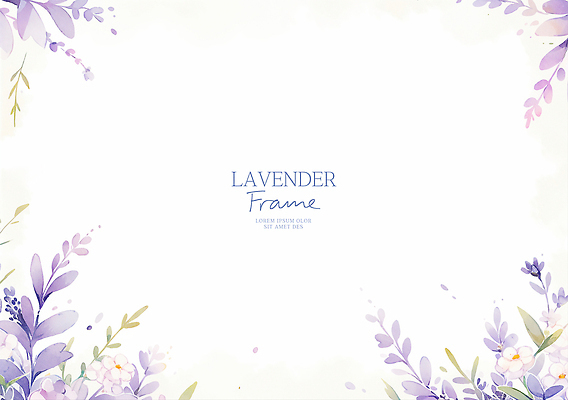 PSD 잎 일러스트 수채화 사람없음 보라색 라벤더 꽃프레임 카피스페이스 국내일러스트 식물 꽃 컬러 프레임 공백 허브 파일형식