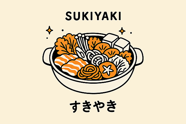 PSD 영어 채소 일러스트 사람없음 반짝임 버섯 냄비 일본어 우동 두부 베이지색 국내일러스트 스키야키 문자 컬러 모션 면류 솥 일본음식 파일형식