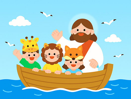 구름 여자 남자 기독교 어린이 바다 일러스트 갈매기 하늘 미소 소녀 소년 여러명 상반신 성인 손들기 잡기 예수 사자 기린 즐거움 여우 손인사 여름성경학교 후광 나무배 동물가면 국내일러스트 AI파일 자연요소 감정 종교 다수 배_교통 포유류 모션 조류 표정 가면 사람 빛 인사 신_종교 성경학교 파일형식 벡터 여름_계절