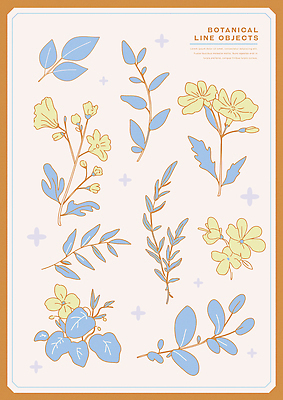 꽃 잎 일러스트 사람없음 반짝임 주황색 오브젝트 보테니컬아트 국내일러스트 AI파일 식물 컬러 모션 파일형식 벡터