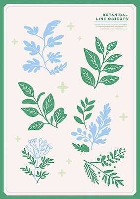 잎 일러스트 사람없음 초록색 반짝임 오브젝트 보테니컬아트 국내일러스트 AI파일 식물 컬러 모션 파일형식 벡터