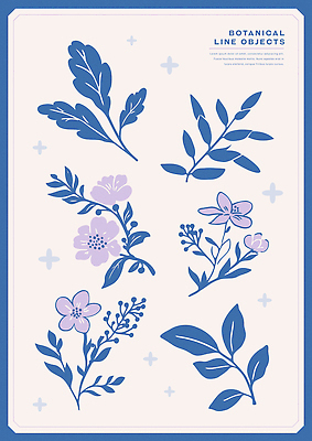 꽃 잎 일러스트 사람없음 파란색 반짝임 오브젝트 보테니컬아트 국내일러스트 AI파일 식물 컬러 모션 파일형식 벡터