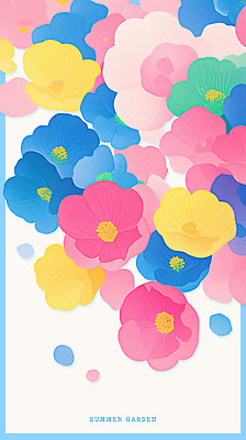 PSD 꽃잎 일러스트 여름꽃 사람없음 컬러풀 국내일러스트 꽃 컬러 파일형식 여름_계절