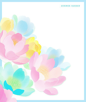 PSD 분홍색 하늘색 일러스트 여름꽃 사람없음 국내일러스트 꽃 컬러 파란색 파일형식 여름_계절