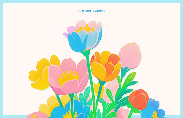 PSD 잎 일러스트 여름꽃 사람없음 컬러풀 국내일러스트 식물 꽃 컬러 파일형식 여름_계절