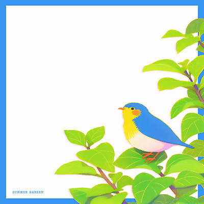 PSD 잎 일러스트 조류 사람없음 초록색 파란색 나뭇가지 국내일러스트 나무 식물 동물 컬러 파일형식