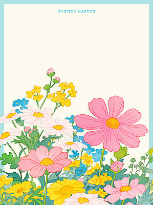 PSD 잎 일러스트 여름꽃 사람없음 컬러풀 꽃봉오리 국내일러스트 식물 꽃 컬러 파일형식 여름_계절