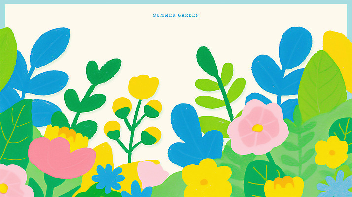 PSD 잎 일러스트 여름꽃 사람없음 컬러풀 꽃봉오리 국내일러스트 식물 꽃 컬러 파일형식 여름_계절